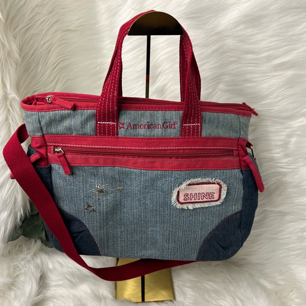 American Girl Denim and Pink Tote